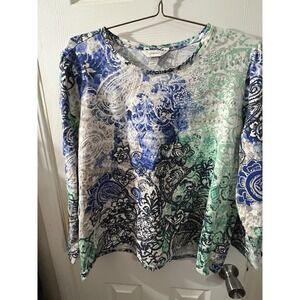 Christopher & Banks Floral Paisley Top Womens Plus Size 2X Long Sleeve